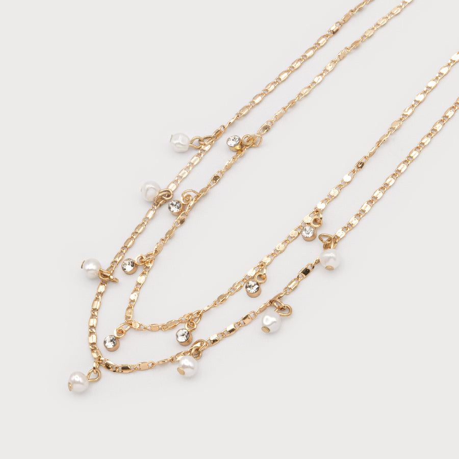 Collier 2 rangs avec perles 1691-GLD