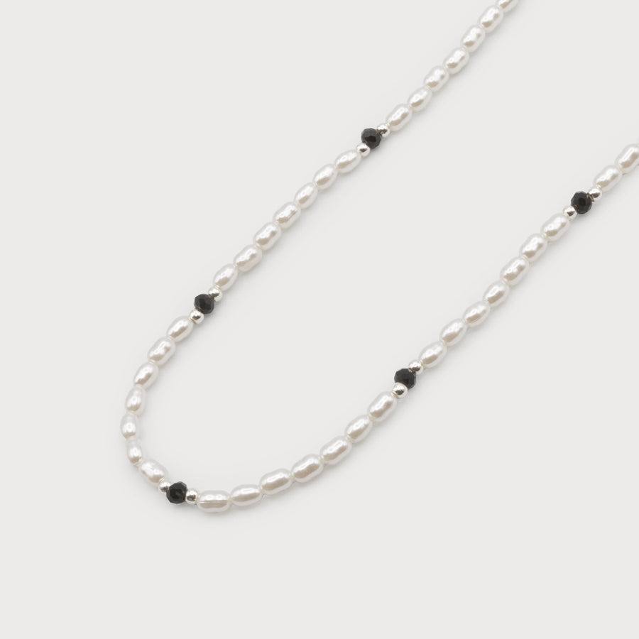 Collier d'imitation de perles avec insert en verre 1701-BLK