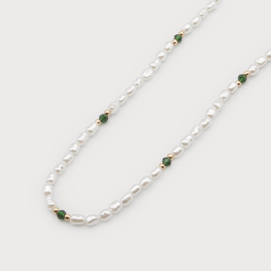 Collier d'imitation de perles avec insert en verre 1701-GRN