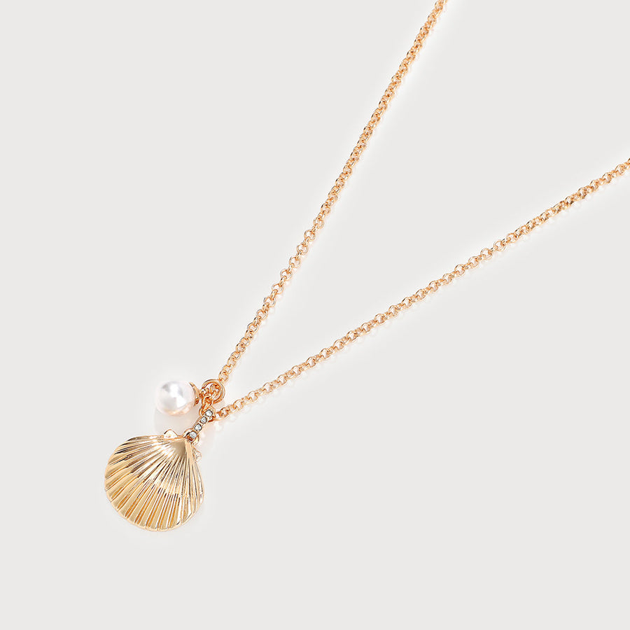 DELICATE CHAIN WITH PEARL AND SHELL 1729-GLD