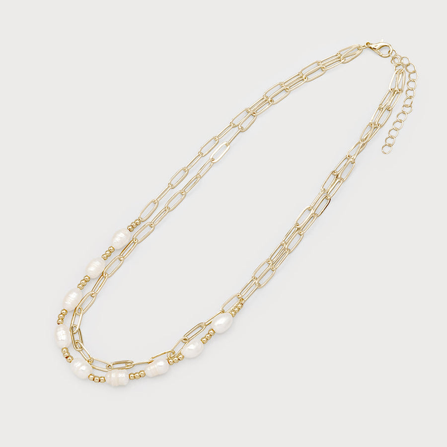 2 ROWS NECKLACES WITH IMITATION PEARL 1731-GLD