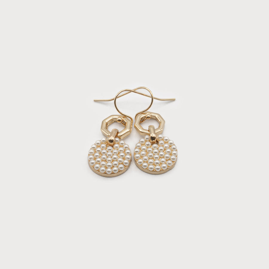 Double rings & mini pearls on hooks 2571-GLD