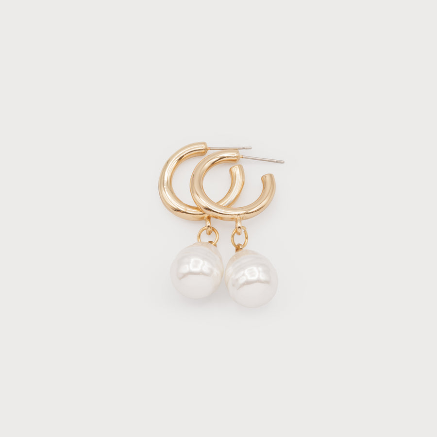 drop faux pearls on hoops 2575-GLD