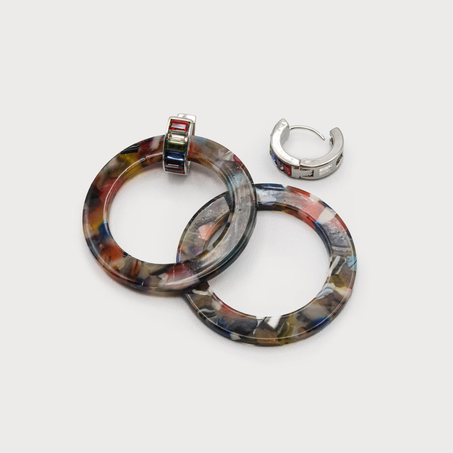 resin rings on hoops with crystals 2615-MXB-S