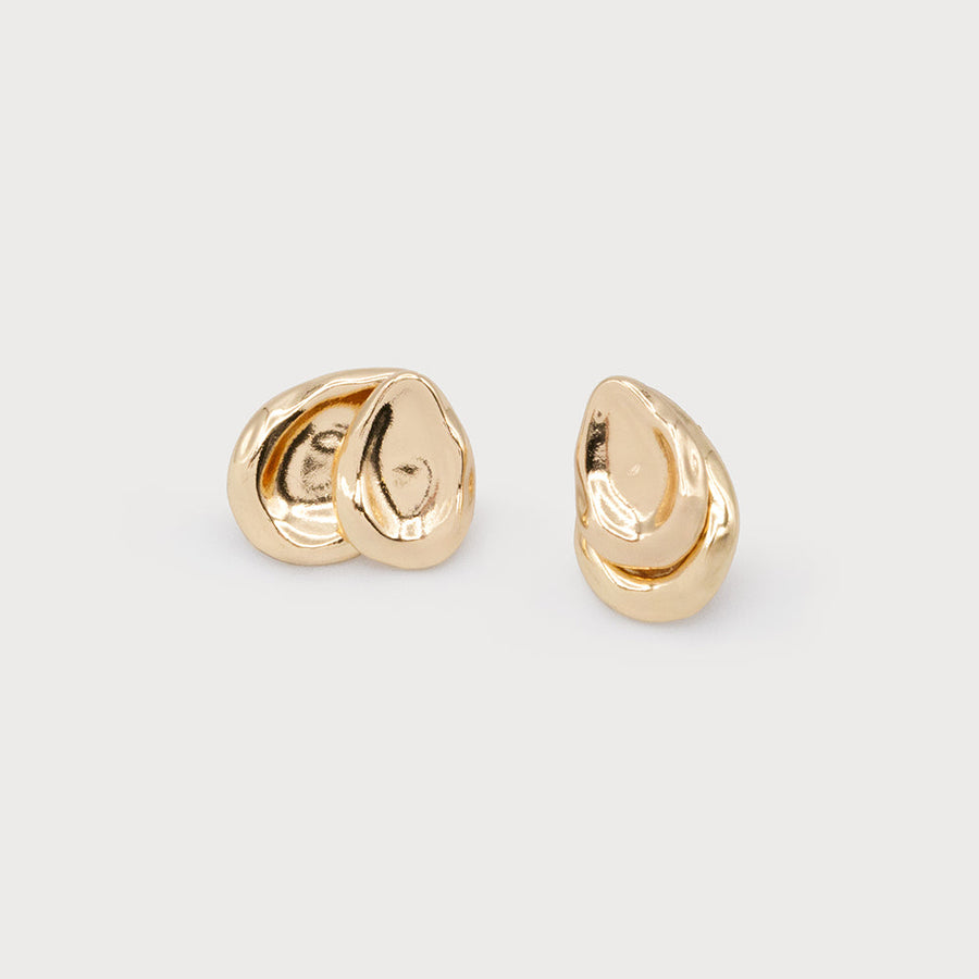 BOUCLES D'OREILLES POLYVALENTES MARTELÉES À DEUX TONS 2725-GLD