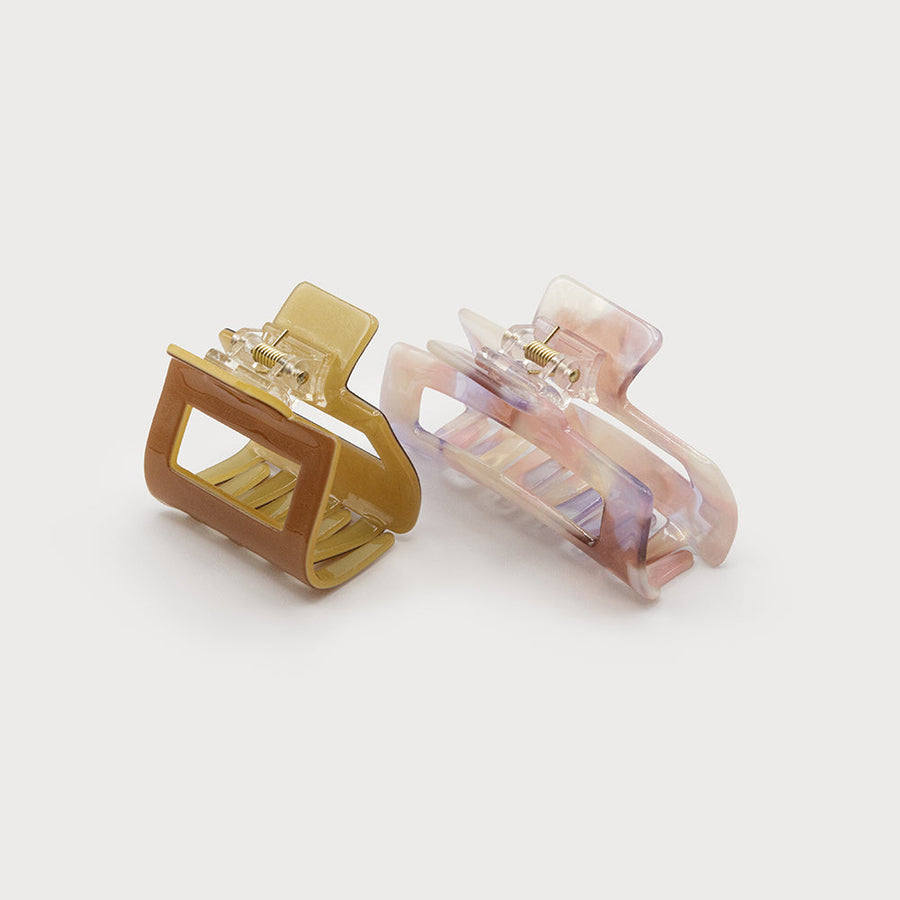 CLIPS DE DEUX TAILLES - MOTIF ET COULEUR UNIE 5019-CAR