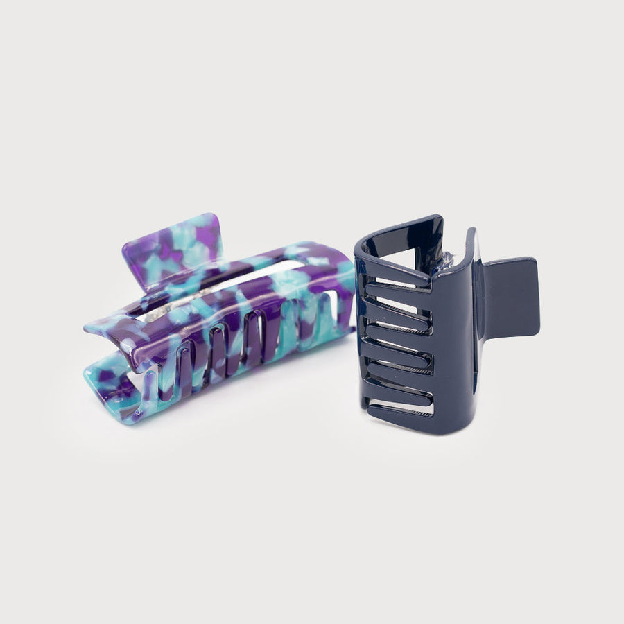 TWO SIZE CLIPS - PATTERN & SOLID COLOR 5029-NAV