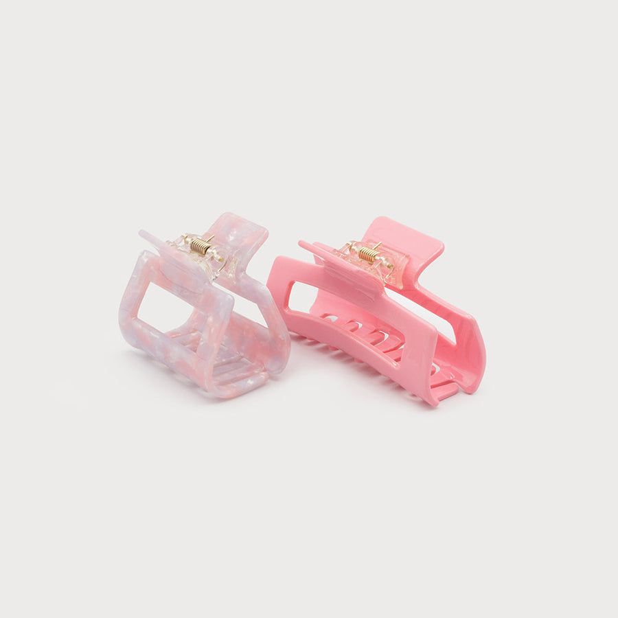 CLIPS DE DEUX TAILLES - MOTIF ET COULEUR UNIE 5029-PNK