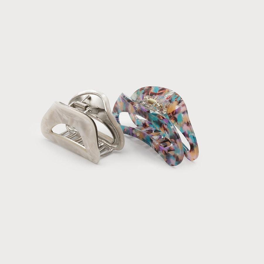 CLIPS DE DEUX TAILLES - MOTIF ET COULEUR UNIE 5039-MXW