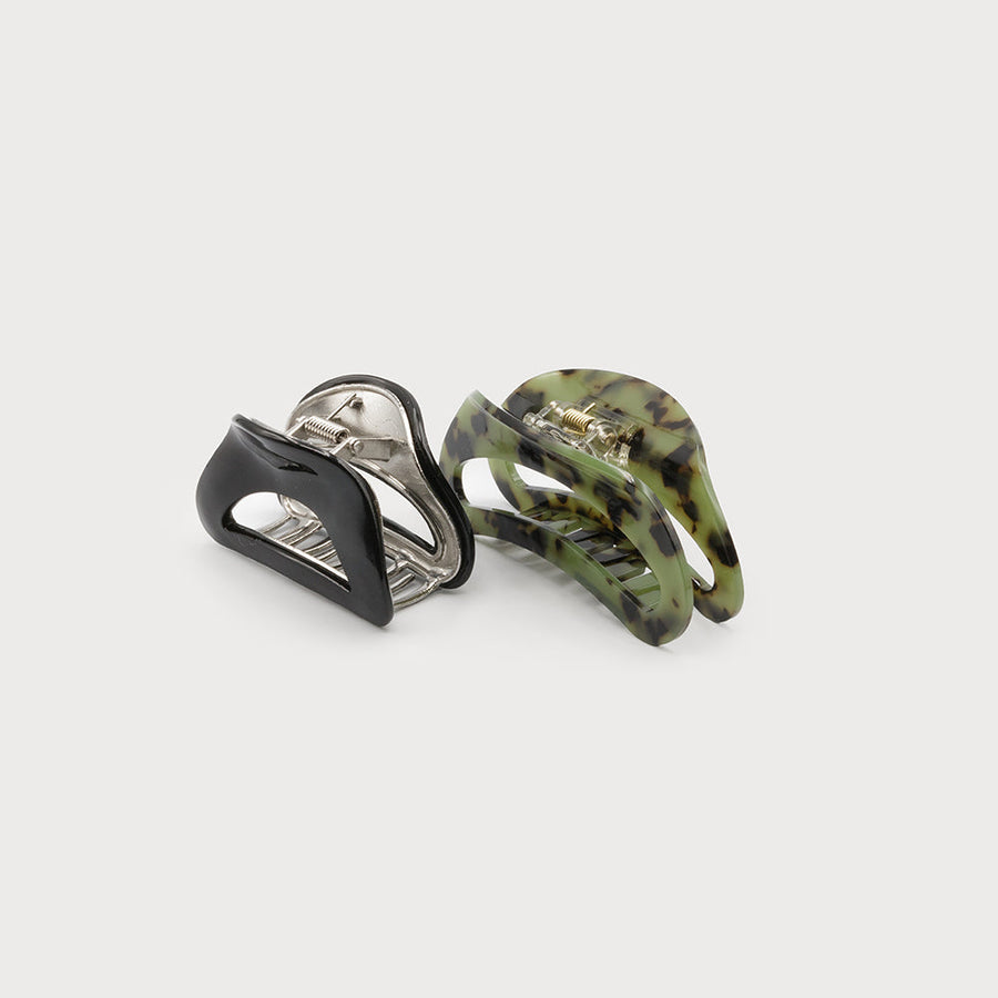 TWO SIZE CLIPS - PATTERN & SOLID COLOR 5039-GRN