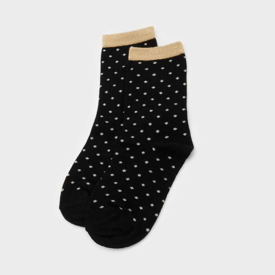 CHAUSSETTES À POIS ET BANDE DE LUREX 5100-BLK-G