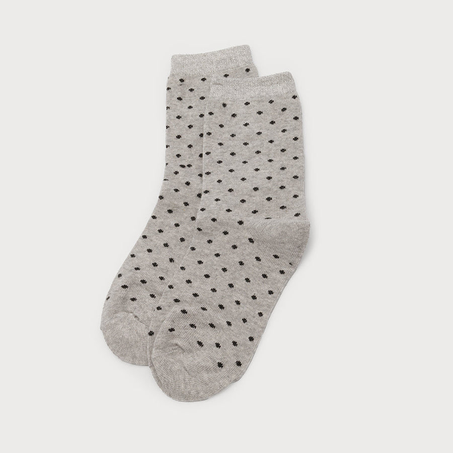 CHAUSSETTES À POIS AVEC BANDE PAILLETÉE 5100-GRY-S