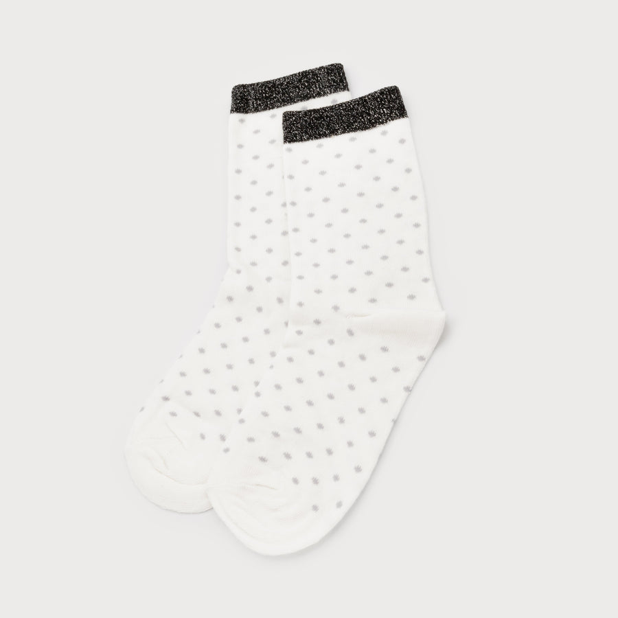 CHAUSSETTES À POIS ET BANDE DE LUREX 5100-IVO-B