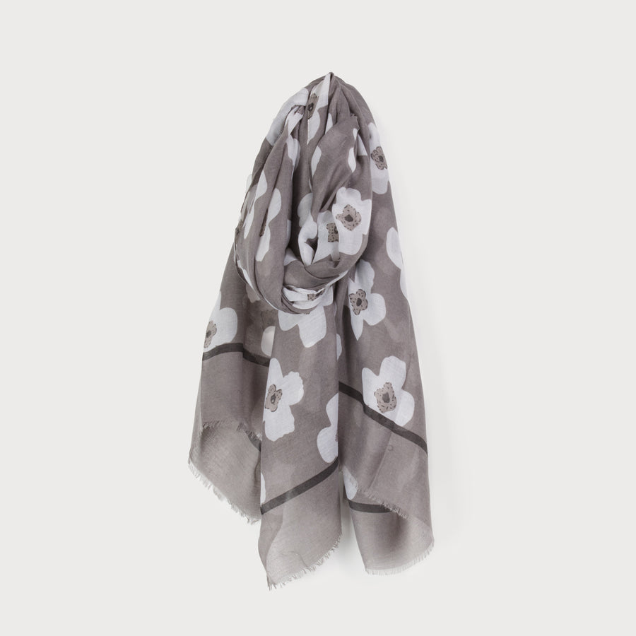 light and beautiful fall floral print scarf 6169-GRY