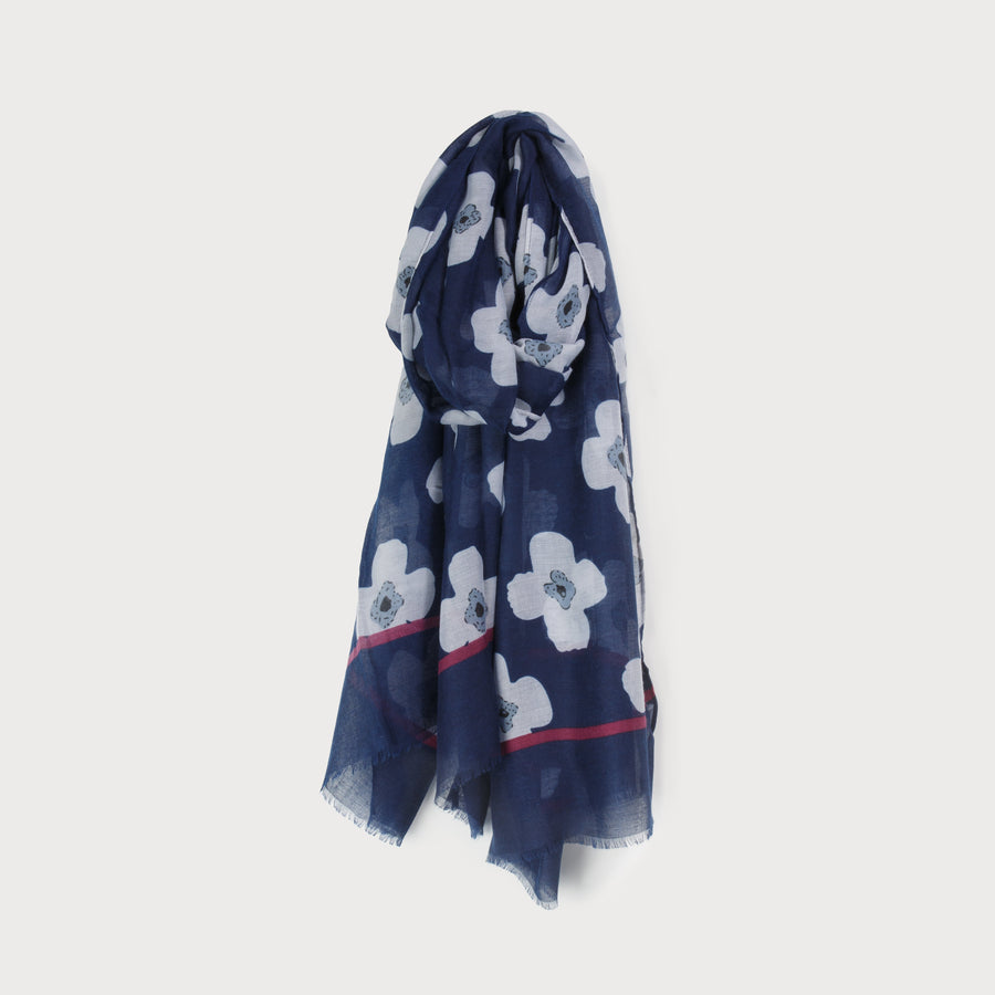 light and beautiful fall floral print scarf 6169-NAV