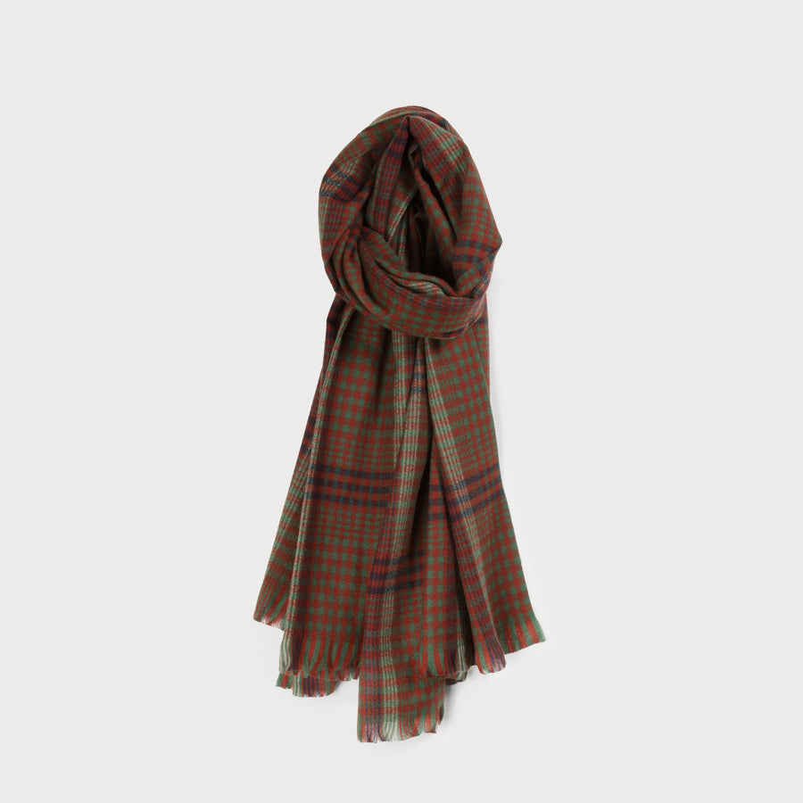 large, warm & soft plaid pattern scarf 6170-MIN