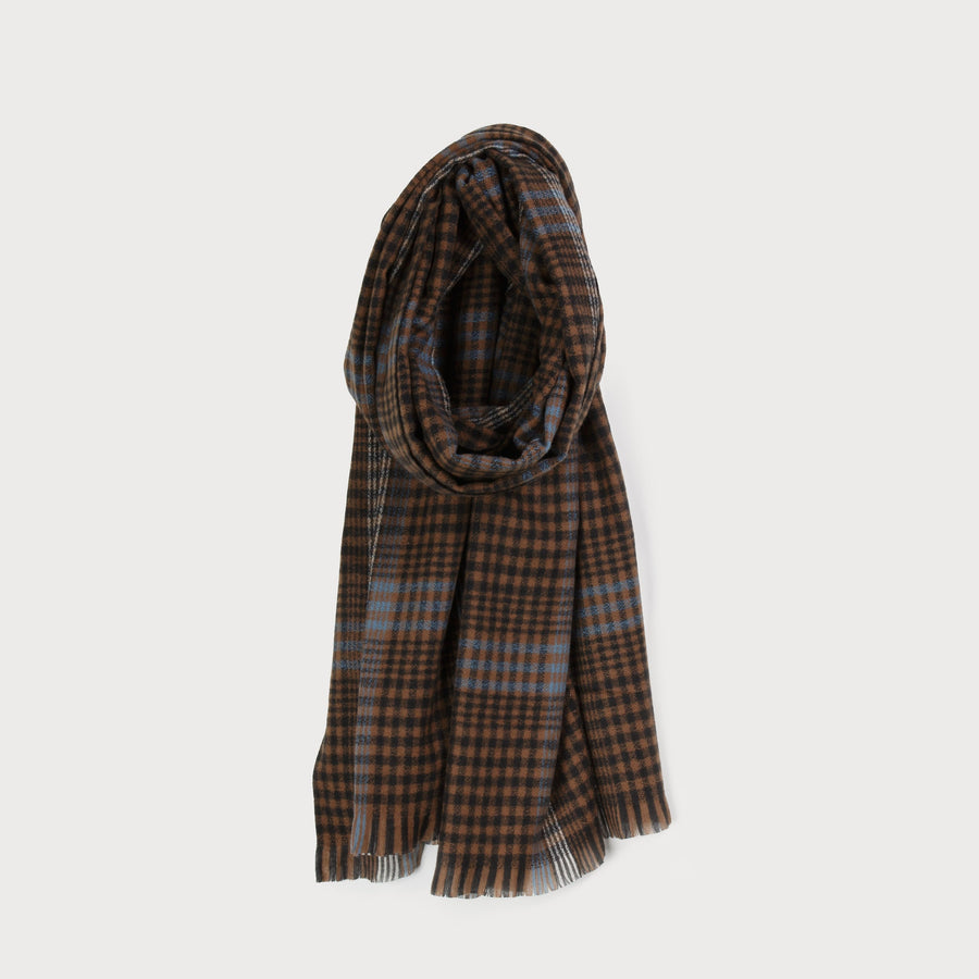 large, warm & soft plaid pattern scarf 6170-SKY