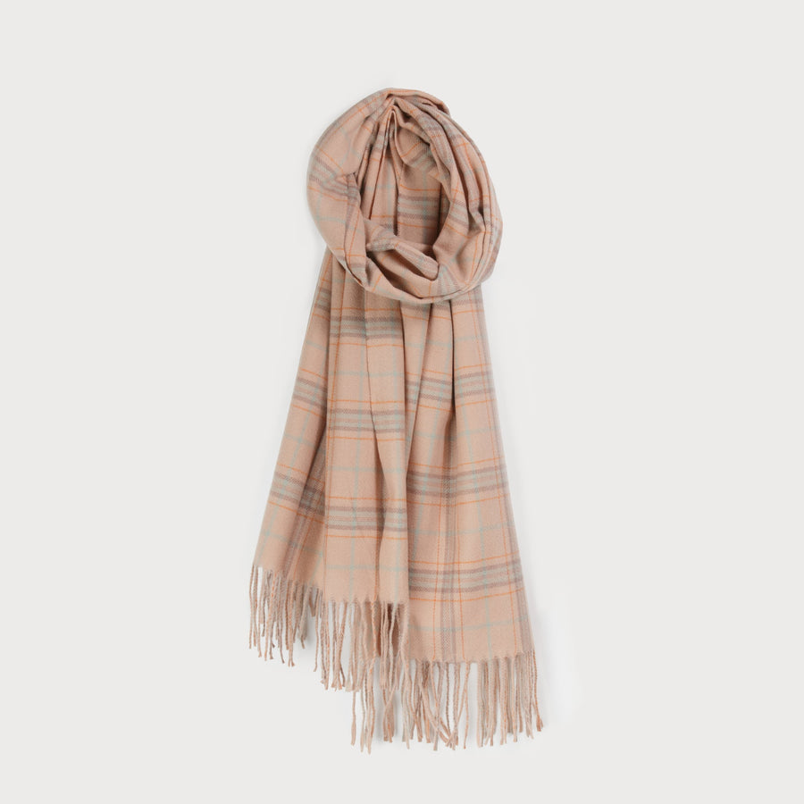 large, warm & soft plaid pattern scarf 6171-PNK