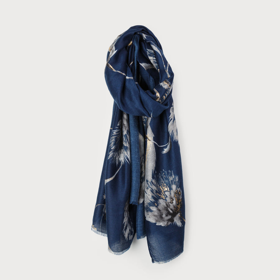 scarf with floral tapestry print 6175-BLU