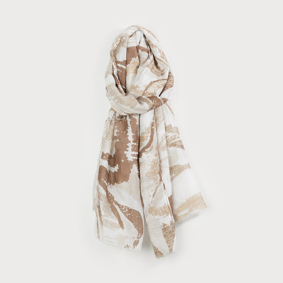 LIGHTWEIGHT SCARF WITH ABSTRACT PRINT 6192-BRN