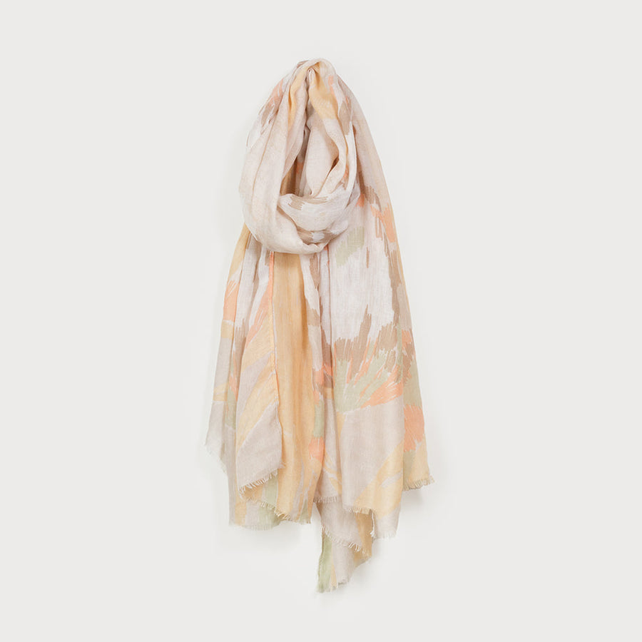 LIGHTWEIGHT SCARF WITH GIANT FLOWER PRINT 6193-YEL