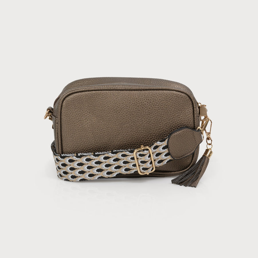 sac crossbody avec 2 bretelles réglables amovibles - poches intérieures - fermeture à glissière - simili-cuir 7112-BRZ