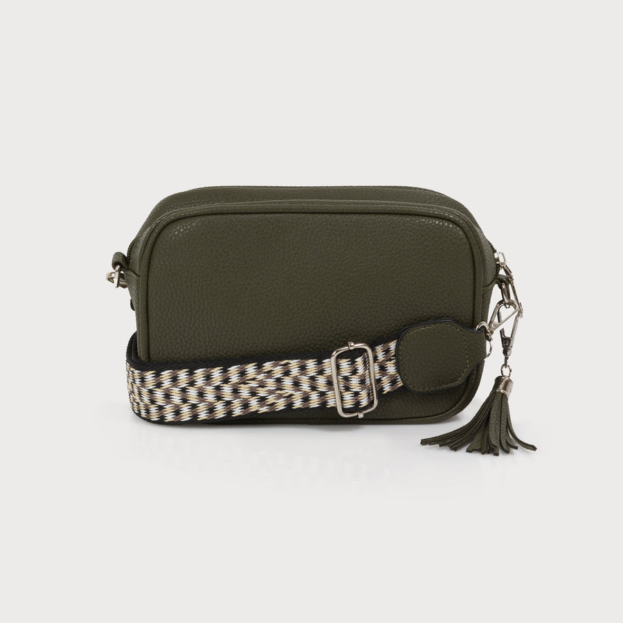 sac crossbody avec 2 bretelles réglables amovibles - poches intérieures - fermeture à glissière - simili-cuir 7112-KAK