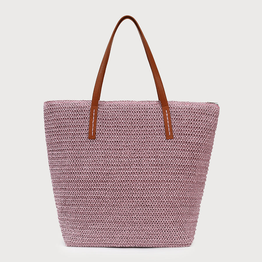 GRAND SAC À MAIN RAFIA AVEC FERMETURE À GLISSIÈRE 7146-PNK