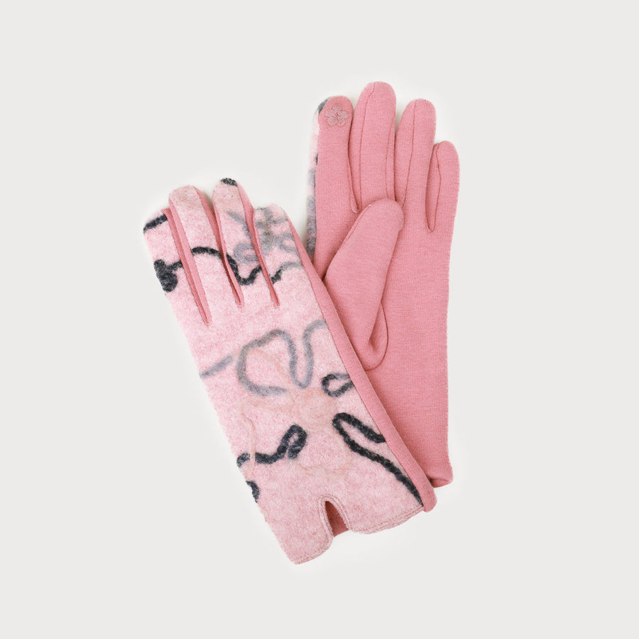 soft and warm printed stretch gloves 9000-PNK