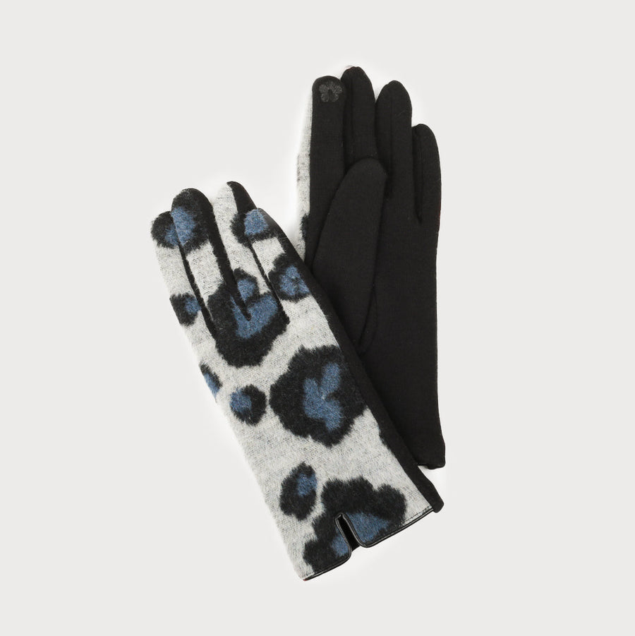 soft and warm printed stretch gloves 9002-LEO-G