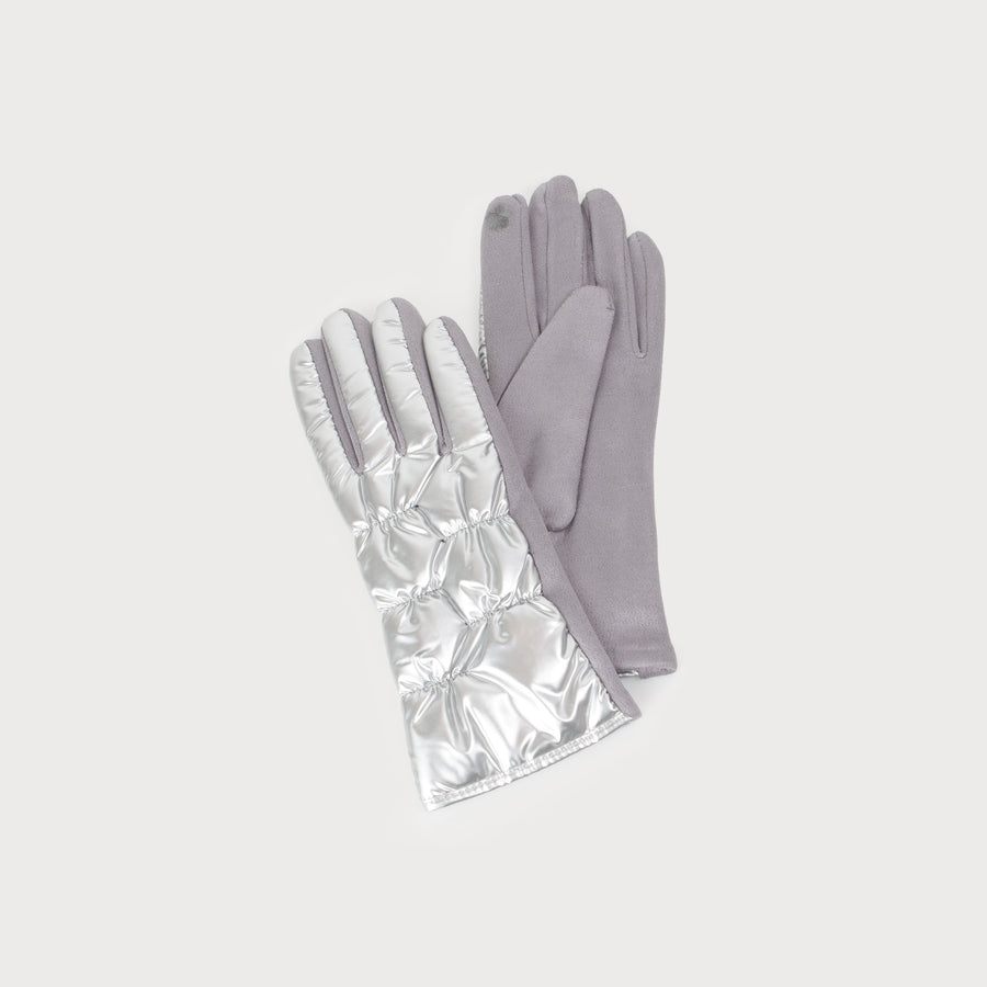 warm puffer gloves 9006-SLV